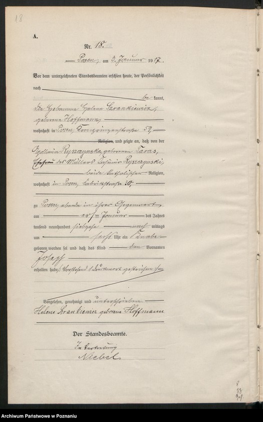 Obraz 20 z jednostki "Księga miejscowa urodzeń tom I [Rejestr główny urodzeń]"