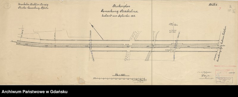 image.from.unit.number "Eisenbahn-Direktion Danzig. Strecke Lauenburg-Rheda. Streckenplan Gemarkung Strzebielino. Zustand vom September 1908. Blatt 2"
