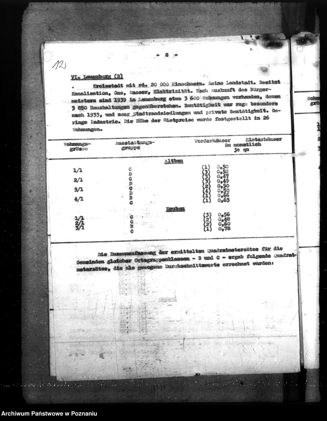 Obraz 17 z jednostki "Sprawozdania z podróży na temat warunków mieszkaniowych w prowincjach brandenburskiej, pomorskiej, w Prusach Wschodnich i Zachodnich oraz referat dotyczący budownictwa mieszkaniowego dla urzędników"