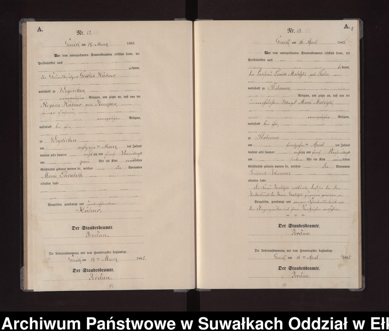 image.from.unit.number "Geburts-Neben-Register des Königlichen Preussischen Standes-Amtes Gneist Kreis Loetzen"