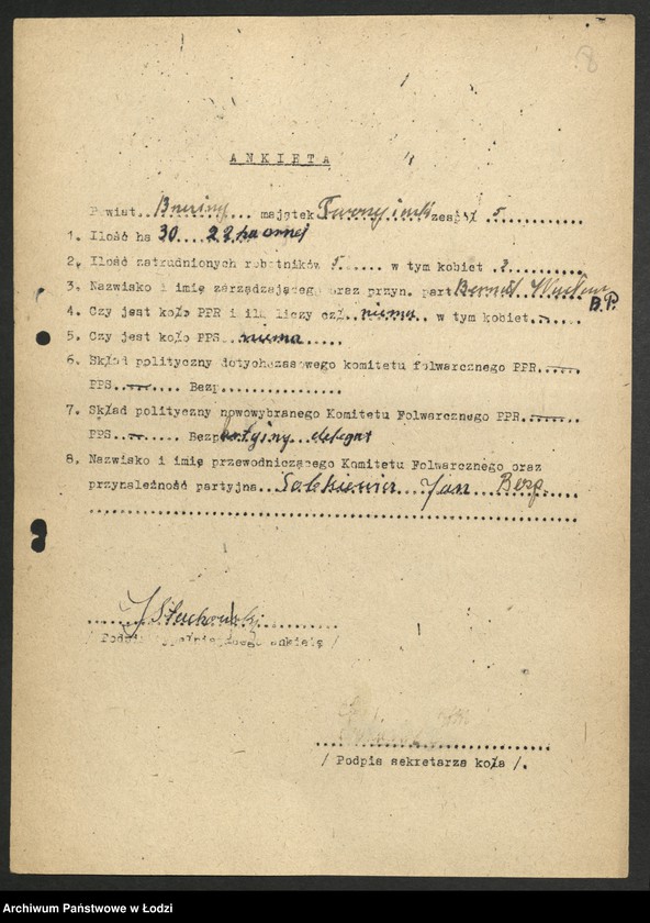 Obraz 9 z jednostki "Ankiety kół partyjnych w majątkach"