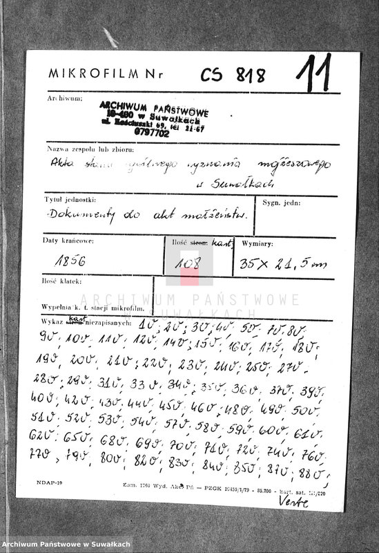 image.from.unit.number "Dowody do akt osób zaślubionych Wyznania Mojżeszowego wpisanych przez Urzędnika Stanu Cywilnego Wyznania Mojżeszowego Okręgu Suwalskiego"