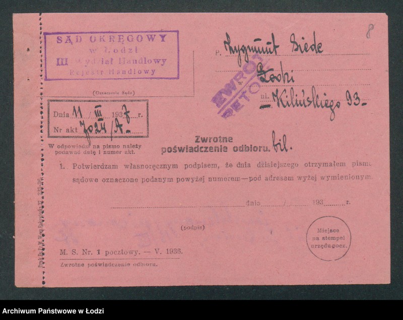 Obraz 10 z jednostki "Zygmunt Siede – biuro agenturowo – komisowe"