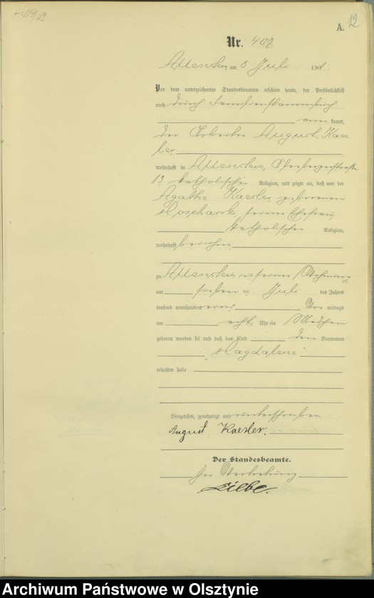 image.from.unit.number "Geburts-Haupt-Register Tom II,Nr 397 - 767"