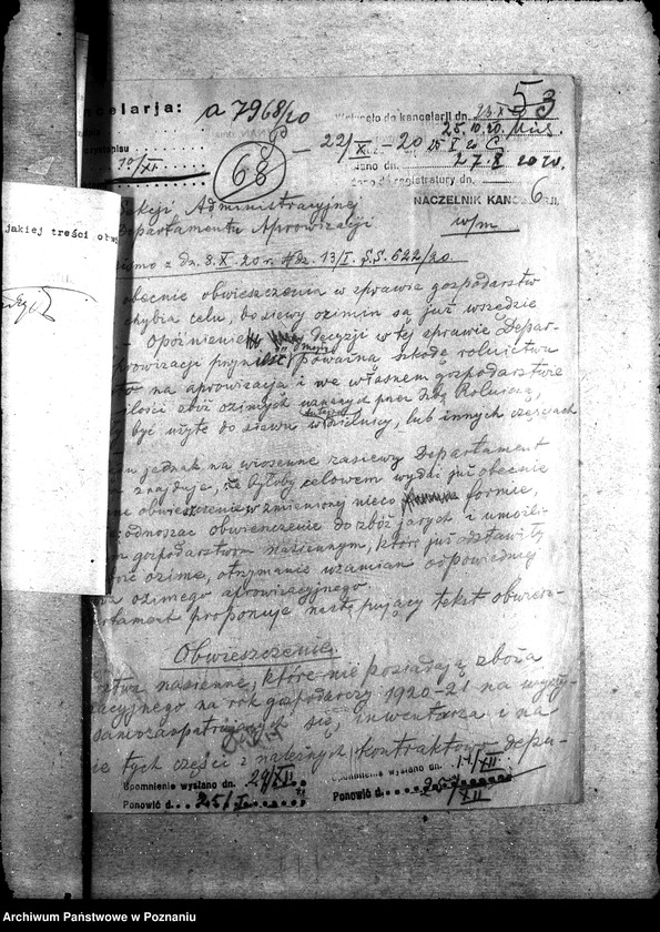 Obraz 10 z jednostki "Sprawy ogólno-administracyjne Zboże siewne"