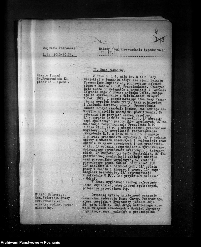 Obraz 8 z jednostki "Sprawozdania sytuacyjne tygodniowe za czas od 1 maja do 30 maja 1930 r. oraz akcja przedwyborcza"