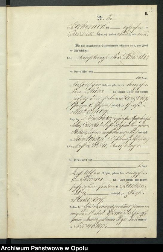 Obraz 7 z jednostki "Heiraths-Neben-Register des Standesamts Borkendorf pro 1891"