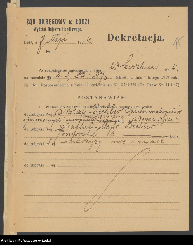 Obraz 17 z jednostki "Natan Bechler- sprzedaż materiałów piśmiennych i muzycznych"