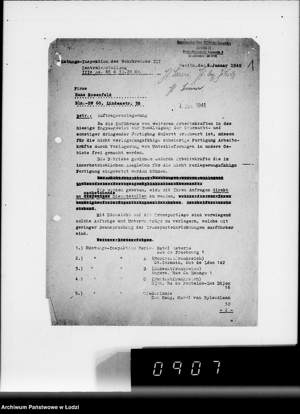 Obraz 5 z jednostki "Korrespondenz Firma Hans Rosenfeld-Büromebel mit Getto-Verwaltung betr.Büromebel"