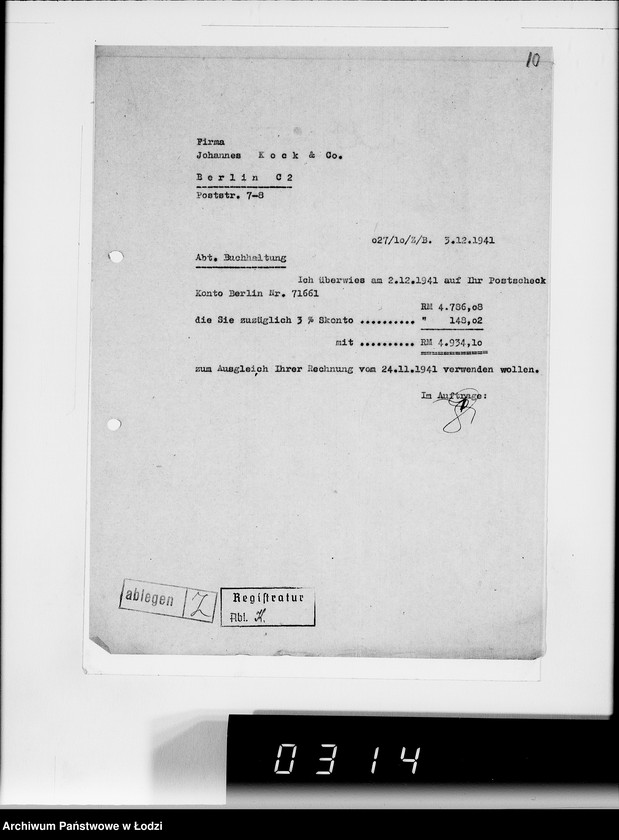 Obraz 14 z jednostki "[Korespondencja z urzędami, instytucjami i firmami] Lit.Ko-Ky"