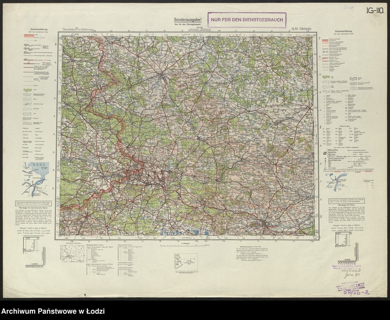 Obraz 2 z jednostki "Übersichtskarte von Mitteleuropa Q 51 Gleiwitz"