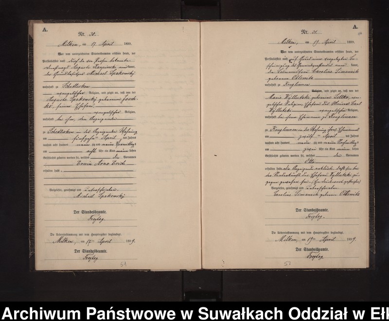 image.from.unit.number "Geburts-Neben-Register des Preussischen Standes-Amtes Stasswinnen Kreis Lötzen"