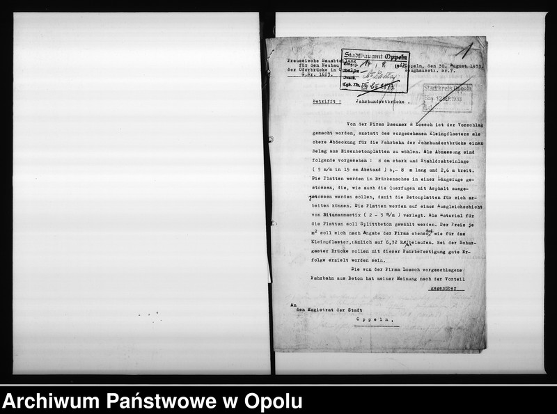 Obraz 5 z jednostki "[Budowa mostu "Stulecia" - Jahrhundertbrücke - korespondencja, rysunki techniczne]"