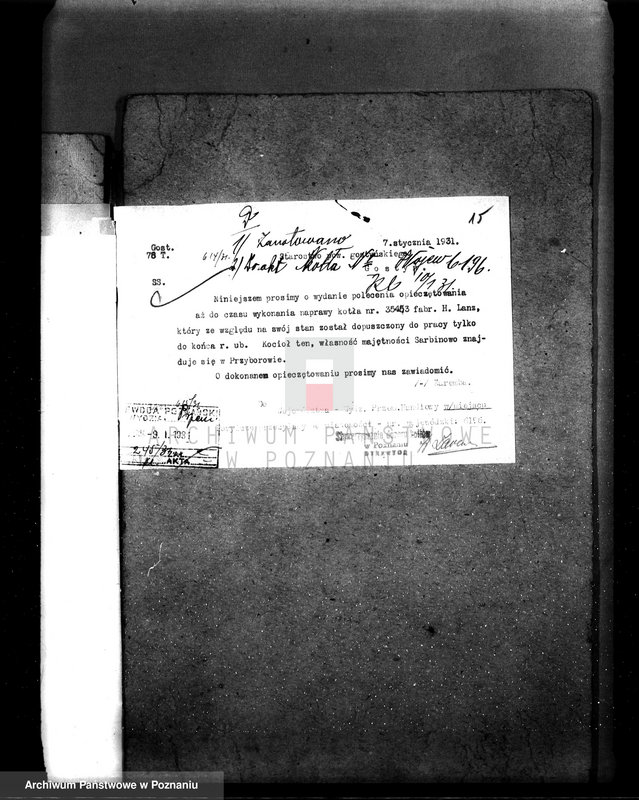 Obraz 20 z jednostki "Majętność Przyborowo pow. gostyński Zarząd Dóbr Książąt Czartoryskich nr woj. kotła 6196"