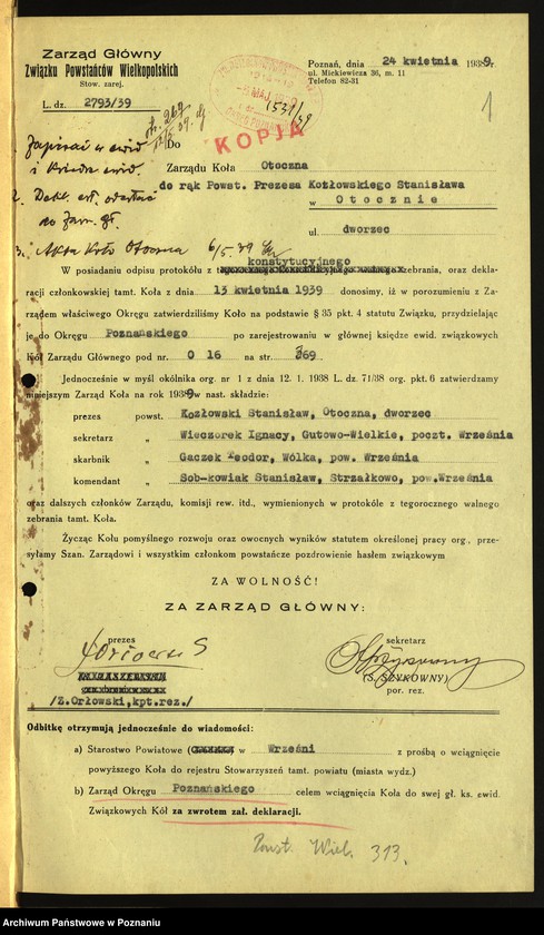 Obraz 4 z jednostki "Otoczna, powiat Września - akta koła."