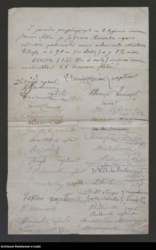 image.from.unit.number "[Akta dotyczące Juliusza Kossaka i jego działalności w "Kole Artystyczno - Literackim"]"