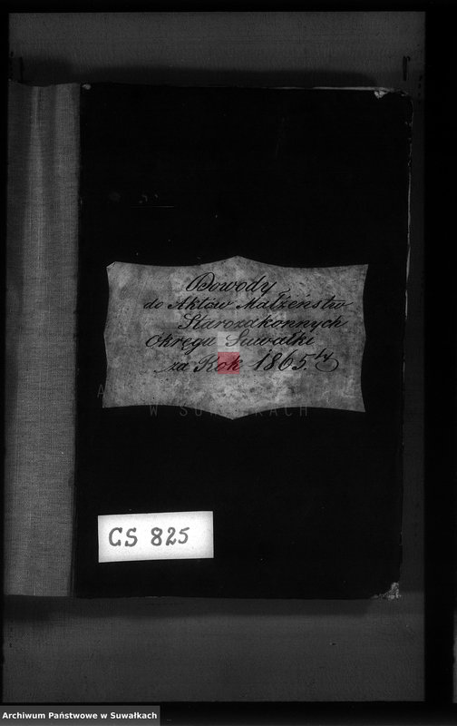 image.from.unit.number "Dowody do aktów małżeństw starozakonnych okręgu Suwałki na rok 1865-ty"
