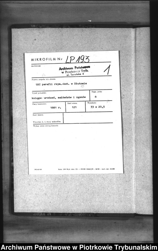 Obraz z jednostki "[Księga duplikat aktów urodzonych, zaślubionych i zmarłych]"