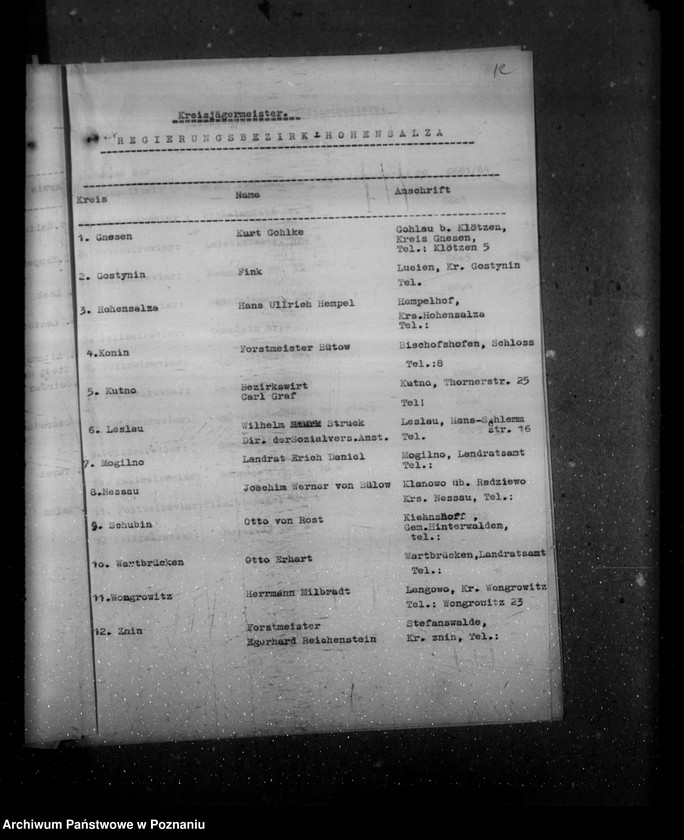 Obraz 17 z jednostki "Landratsämter, Landjahrlager, Kreisjägermeister (adresy)"