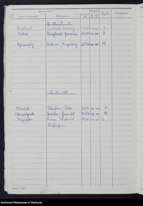 Obraz z jednostki "Geburtenbuch/Zweitbuch/Nr 1 - 18"