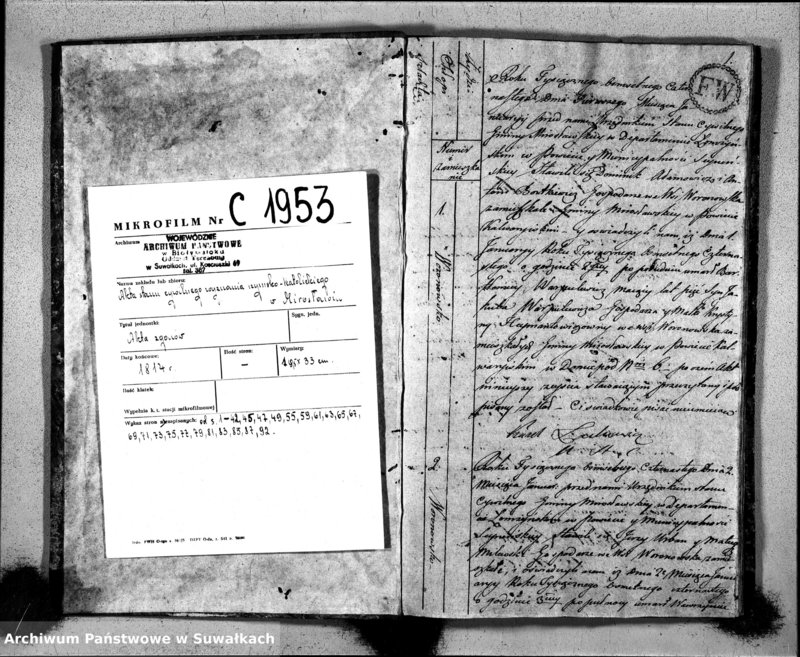 image.from.unit.number "Akta Umarłych w Gminie Mirosławskiey w R-u 1814 od dnia 1-go Stycznia do ostatniego Grudnia"