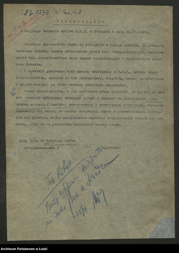 Obraz 15 z jednostki "Zażalenia, interwencje [członków PPS kierowane do WK]"