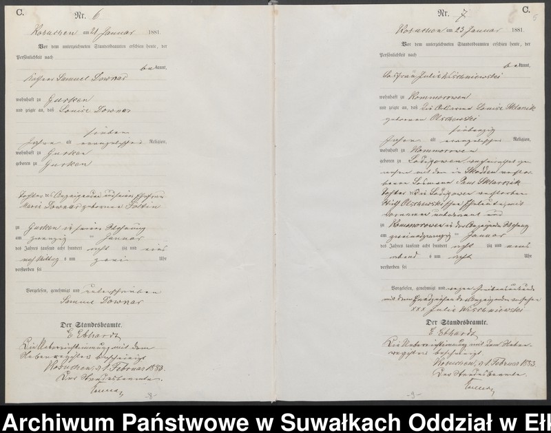 image.from.unit.number "Sterbe-Haupt-Register des Königlichen Preussischen Standes-Amtes Belzonzen Kreis Johannisburg"