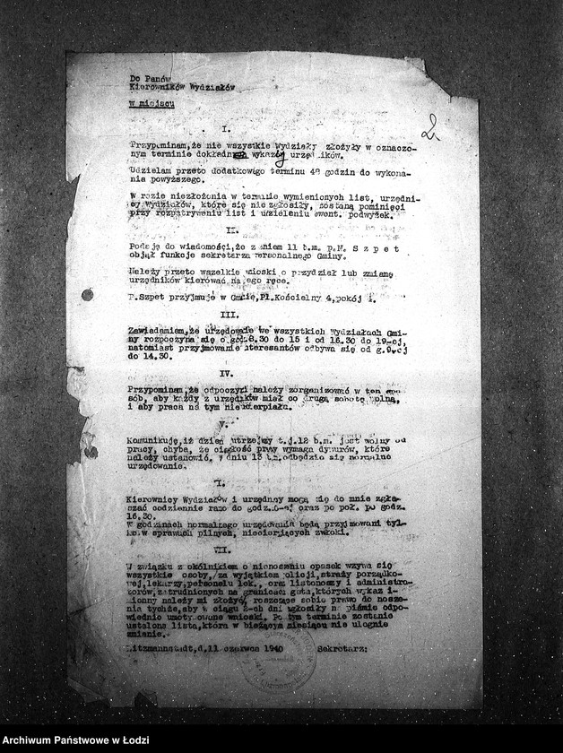 Obraz 5 z jednostki "[Okólniki przychodzące i wychodzące, listy wypłat pracowników Wydziału Statystycznego i Wydziałów Ewidencji]"