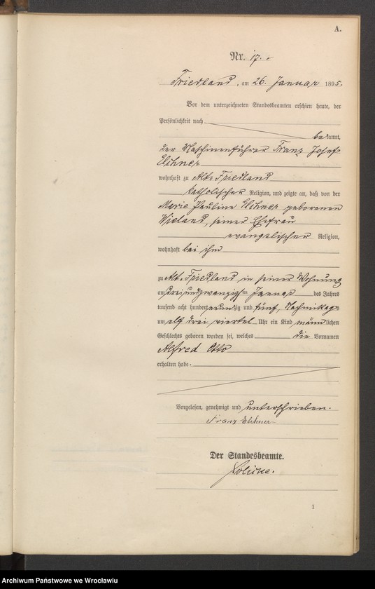 image.from.unit.number "Księga urodzeń USC Mieroszów (Friedland) 1895"