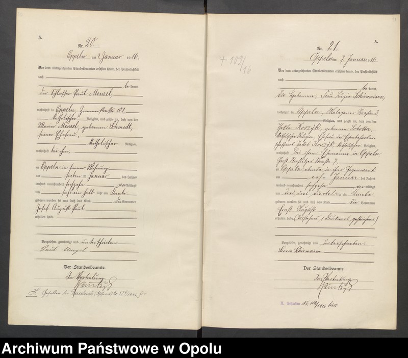 image.from.unit.number "Urząd stanu Cywilnego Opole Księga Urodzeń Rok 1916 1-395"