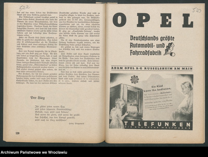 Obraz 4 z kolekcji "Reklamy znanych marek w roczniku „Unsere Saar” z 1935 roku111"