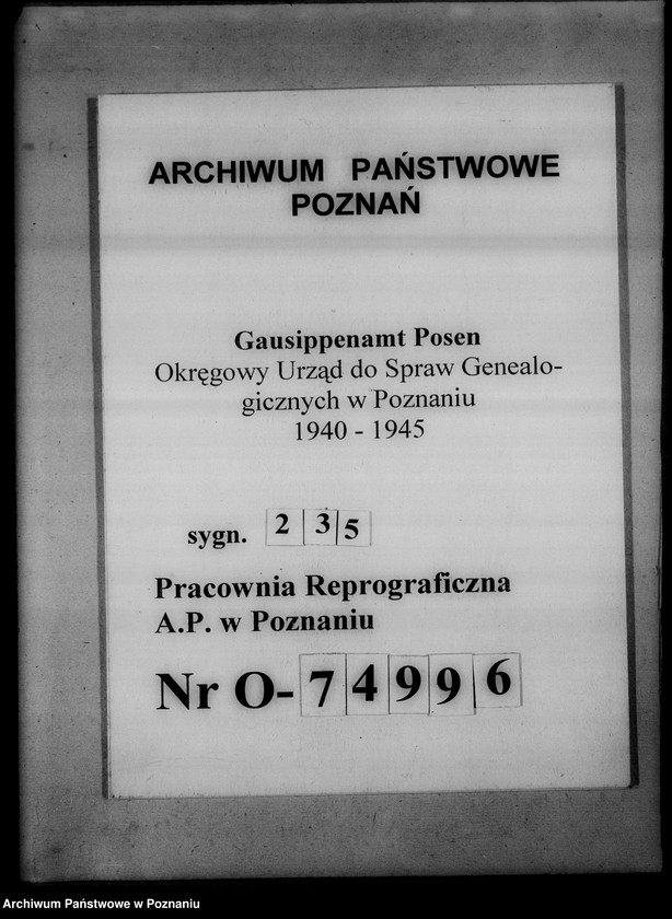 image.from.unit.number "Bücherverzeichnis, Kreissippenamt Kosten [Kościan]"