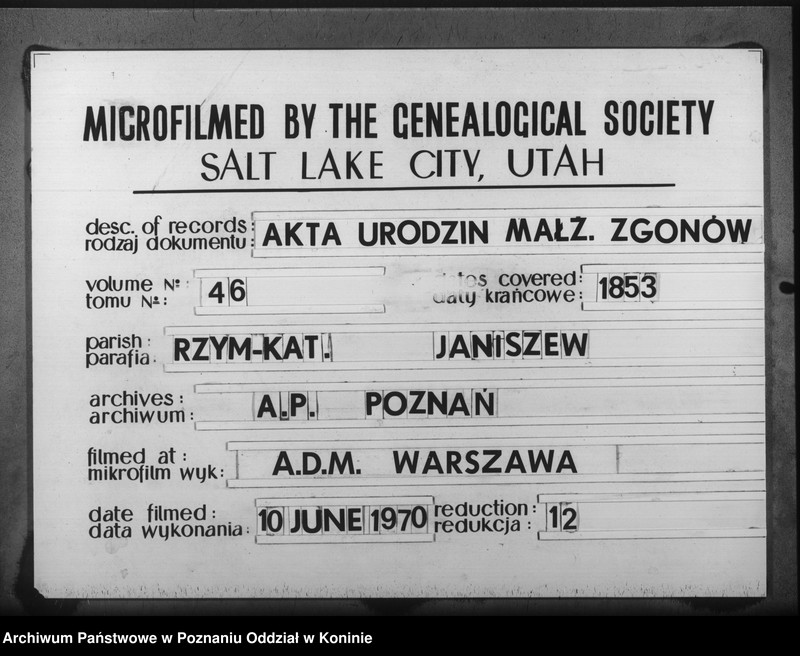 Obraz 19 z jednostki "Księga urodzeń, małżeństw i zmarłych"