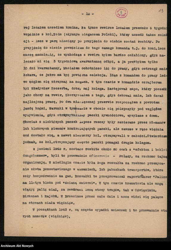 image.from.unit.number "Wspomnienia więźniów:  Kania Roman /Buchenwald/, Karcz Jan /więzienie na Montelupich w Krakowie, Oświęcim, Neuengamne-Hamburg/, Kwapiniewicz Romuald /Pawiak-Majdanek, Buchenwald, Flosburg/, Marcinkiewicz Józef /Balsen/, Leja Józef /Majdanek, Dachau/ Pluciński Stefan /Oświęcim/, Rajzman Samuel /Ghetto w Warszawie, Treblinka/, Ryś K. M. /Majdanek/."