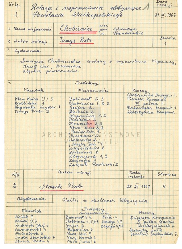 Obraz 6 z jednostki "Relacje i wspomnienia dotyczące powstania wielkopolskiego: 1. Chobienice, powiat Wolsztyn, województwo poznańskie."