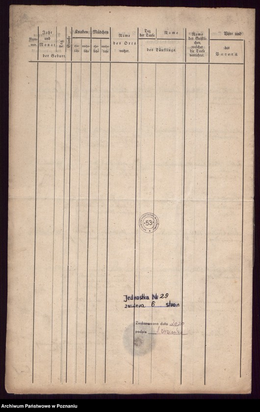 Obraz 6 z jednostki "Duplikat des Taufregisters"