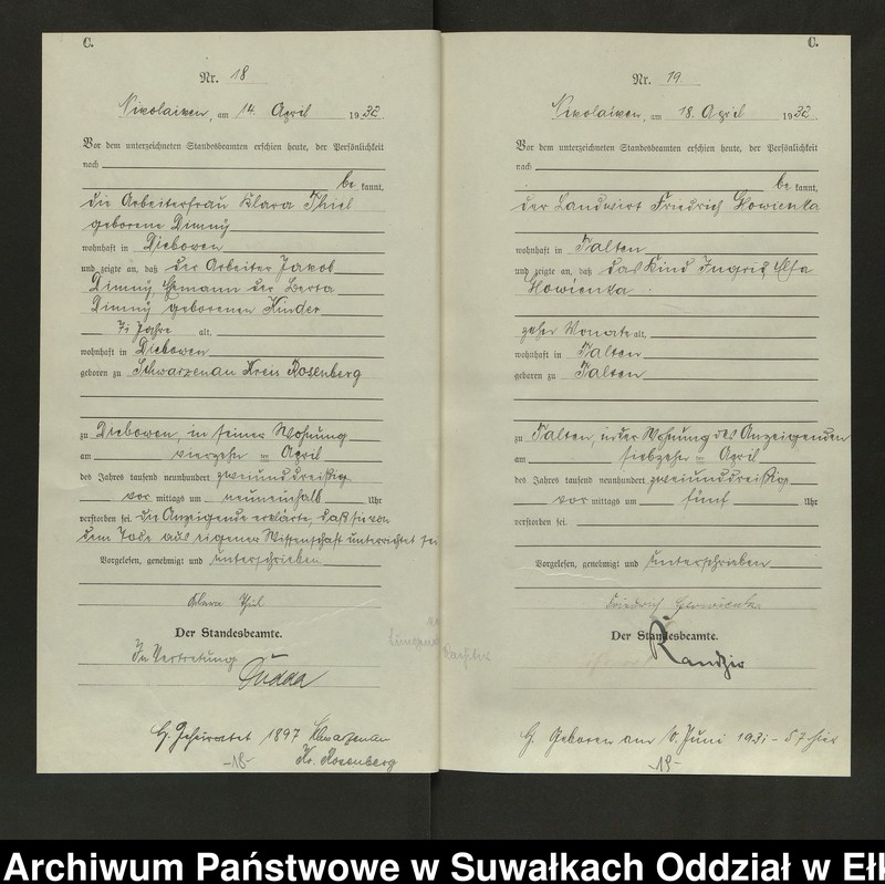 image.from.unit.number "Sterbe=Haupt=Register des Königlichen Preussischen Standes-Amtes Nikolaiken Kreis Sensburg"