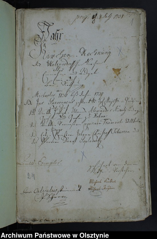 image.from.unit.number "Jahr Kirchen Rechnung der Waltersdorfschen Kirche aller Einnahme und Ausgabe wie auch Bau-Rechnung"