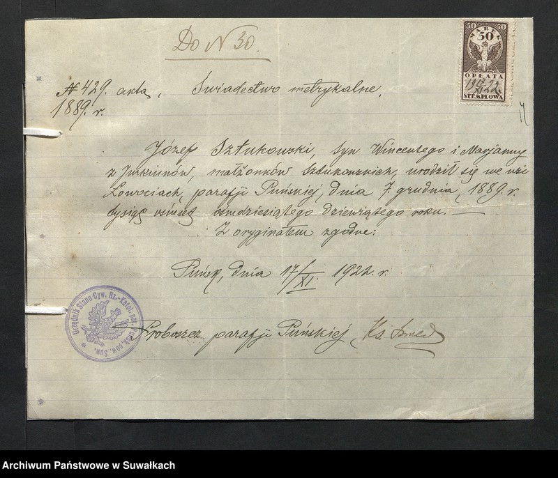 image.from.unit.number "[Dokumenty do akt małżeństw parafii rzymskokatolickiej w Wigrach z 1922 roku]"