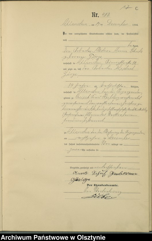 image.from.unit.number "Sterbe-Haupt-Register Tom II,Nr 399 - 427"
