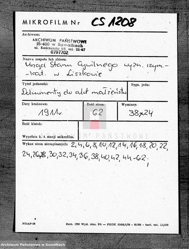 image.from.unit.number "Sii dokumenty k aktam brakošočetavšichsja Liškovskago R.K. Prichoda za 1911 god"