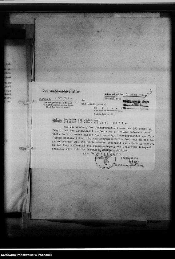 Obraz 7 z jednostki "Register der Juden, Dissidenten und Kirchenbuchduplikate, Pfarrarchive und Kirchenbücher [dotyczy terenu województwa łódzkiego]"