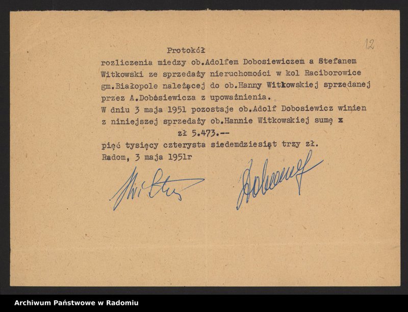 image.from.collection.number "[Materiały dotyczące posiadania przez Hannę i Stefana Witkowskich gruntów i nieruchomości w Raciborowicach, pow. hrubieszowski, 1948-1951 oraz w Radomiu i Rajcu Letnisko, 1954-1961]111"