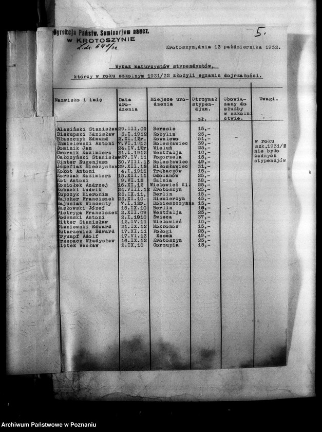 Obraz 8 z jednostki "[Stypendia - przyznawanie uczniom stypendia]"