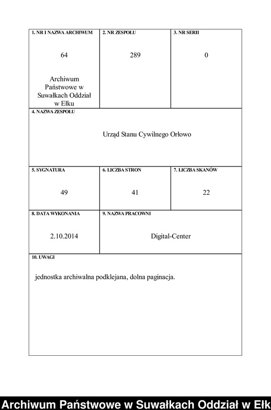 image.from.unit.number "Heiraths-Neben-Register des Preussischen Standes-Amtes Orlowen Kreis Loetzen"