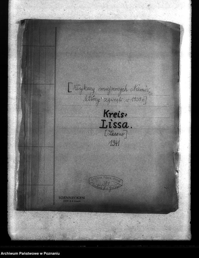 Obraz 4 z jednostki "Wykazy miejscowych Niemców, którzy zginęli w 1939 roku. Kreis Lissa (Leszno)"