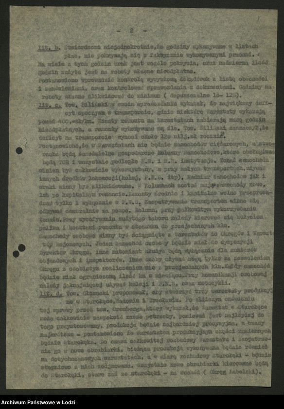 Obraz 5 z jednostki "Placówki produkcyjne i usługowe przemysłu metalowego; protokoły, sprawozdania, raporty z wykonania produkcji"