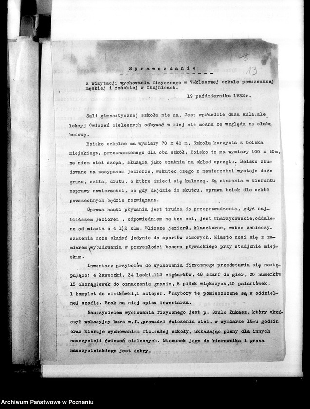 Obraz 17 z jednostki "[Sprawozdania z wizytacji wychowania fizycznego w szkołach powszechnych i zawodowych]"