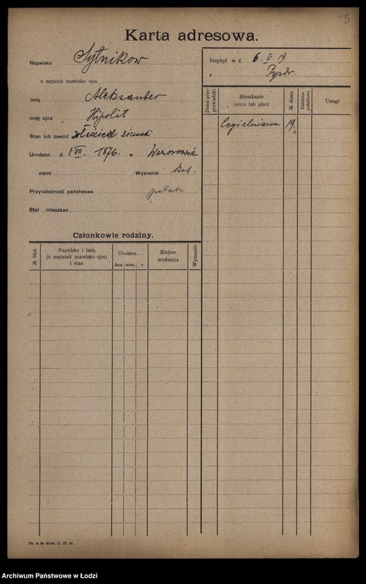 Obraz 7 z jednostki "[Spis ludności Łodzi] Syta-Szadkowski"