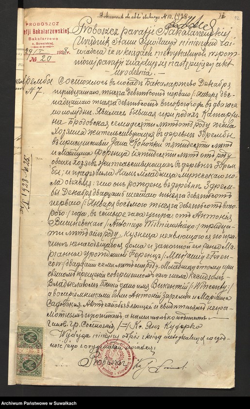 image.from.unit.number "Dokumenty przedstawione do aktów ślubnych w roku 1928 w filipowskiej r.k. parafji"